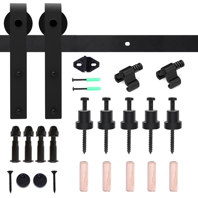 Sliding Barn Door Hardware Kit Black Modern Closet Hang Style Track Rail 2