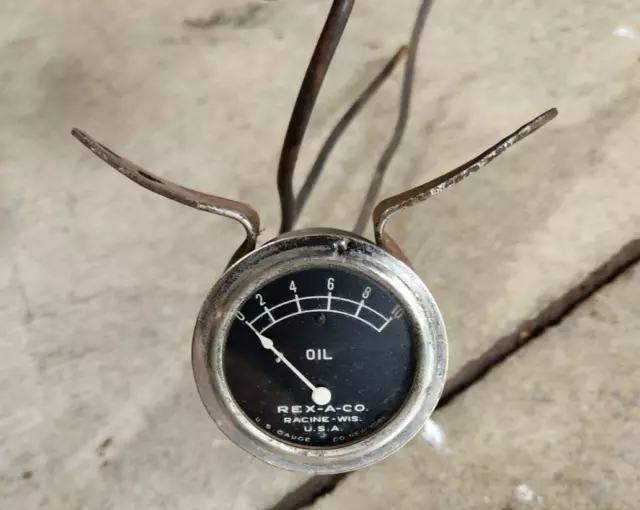 Vintage Original REX-A-CO Oil Pressure Gauge & Bracket Model A / Ratrod- Tested