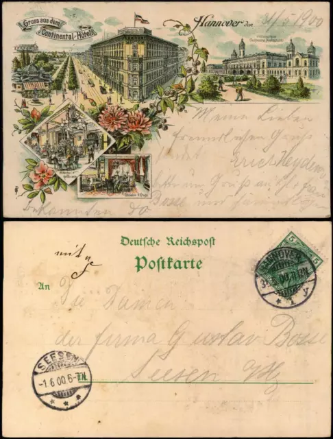 Ansichtskarte Litho AK Hannover Continental Hotel Gruss aus... MB 1900