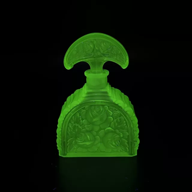 1930s German-Saxony Art Deco Uranium Glass Perfume Bottle