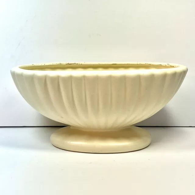 Vntg Haeger USA pedestal Planter Centerpiece Bowl Cream Ivory Matte