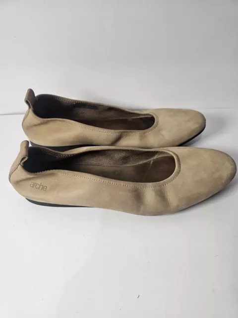 ARCHE Taupe Nubuck Suede Leather LAIUS  Ballet Flat FRANCE Size 40