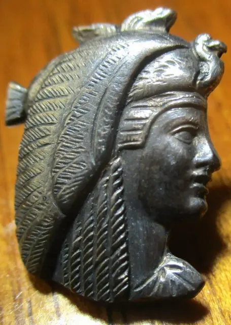 Vintage Antique French~ Realistic EGYPTIAN HEAD Small Metal Picture Button