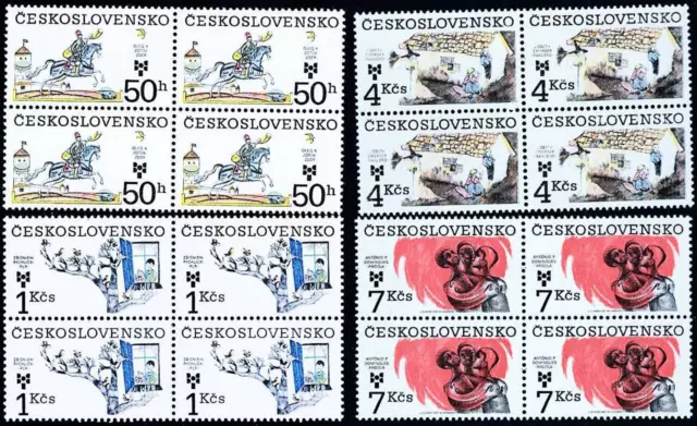 Cecoslovacchia 1983 Libri Illustrazioni Blks Di 4 MNH Dipinti, Cavalli