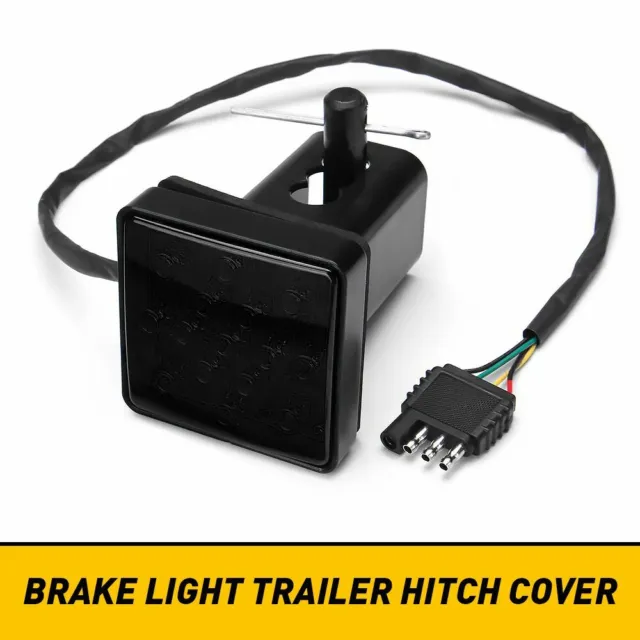 2" Smoked 15-LED Brake Light DRL Trailer Hitch Cover Fit Towing & Hauling