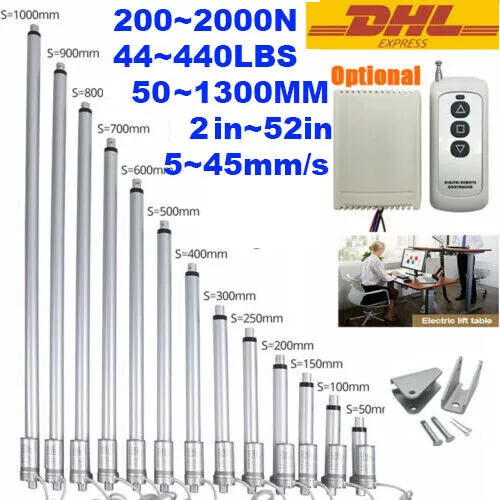 50 mm ~ 1200 mm accionamiento lineal actuador lineal 200-2000N 12 V motor lineal eléctrico