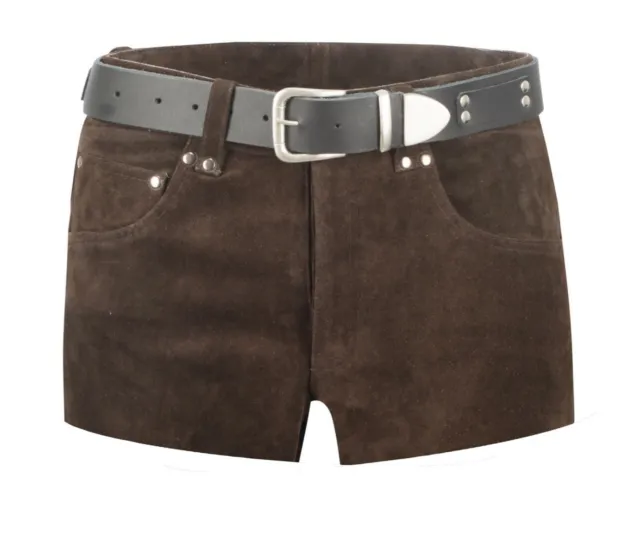Lederhose kurz braun Leder shorts neu RAULEDER Hose Leder leather shorts brown