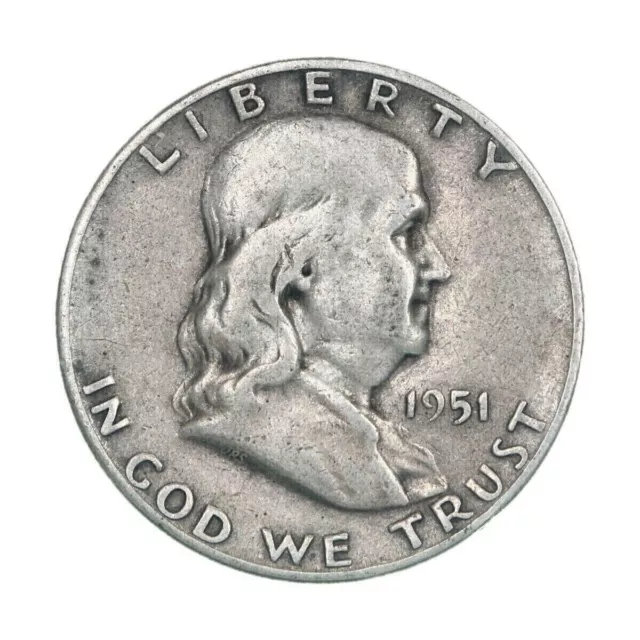 1951 P Franklin Silver Half Dollar VG 90% Silver 50c Very Good