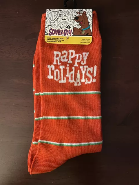 Hanna-Barbera Scooby Doo Rappy Rolidays Mens Crew Socks 1 Pair Size 6-12 NEW