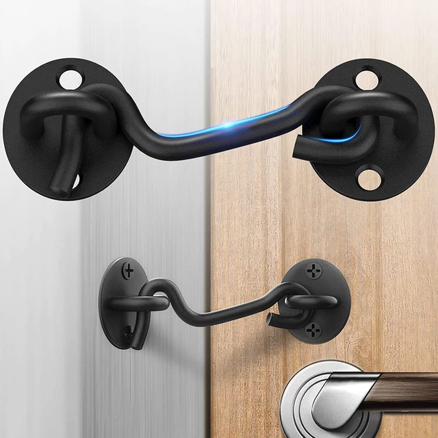 Barn Door Lock Gate Latch Black Hook Eye Heavy Duty Screen Hardware For Sliding