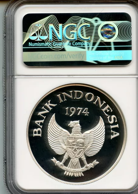 1974 Indonesia 5000 Rupiah Orangutan proof silver coin NGC PROOF 69  UC 2