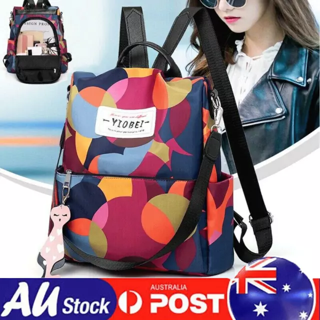 Womens Ladies Waterproof Anti-Theft Backpack Rucksack Travel School Shoulder Bag