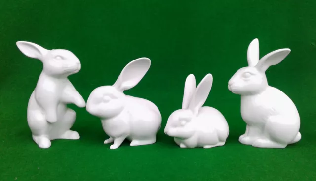 Kpm Porcelain (Berlin) - Selection Of White Glazed Rabbits.