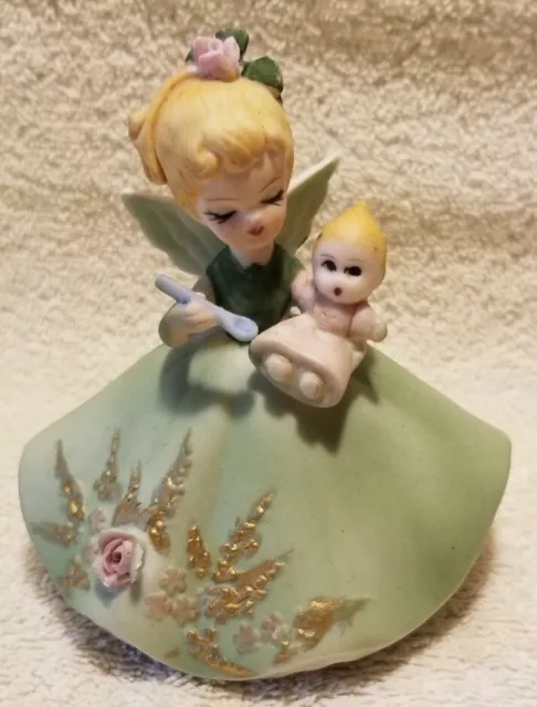 Vintage Josef Originals Bisque Mother Angel Feeding Baby Figurine