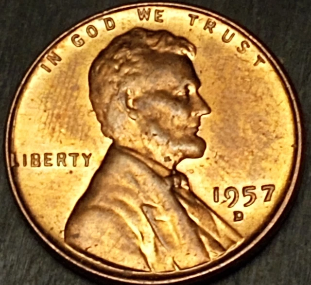 1957 D Lincoln Wheat Cent BU Uncirculated Mint State Bronze Penny 1c Coin #4488
