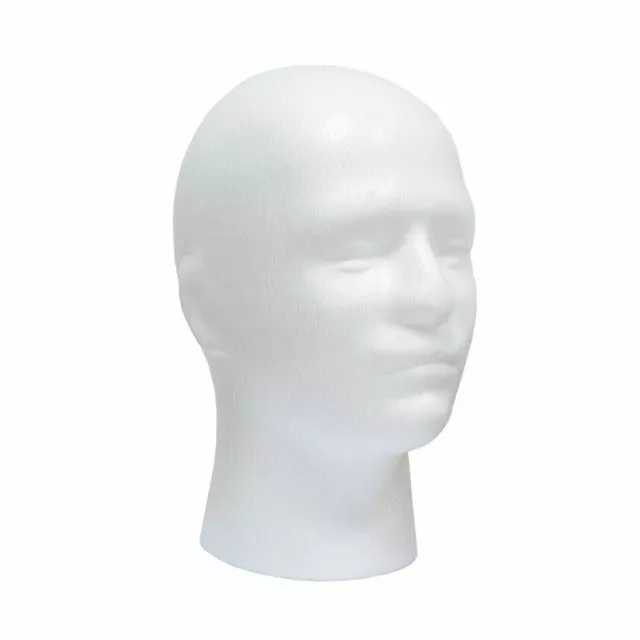 Polystyrene Foam Mannequin Display Head Male Female Unisex Neck Wig Stand White