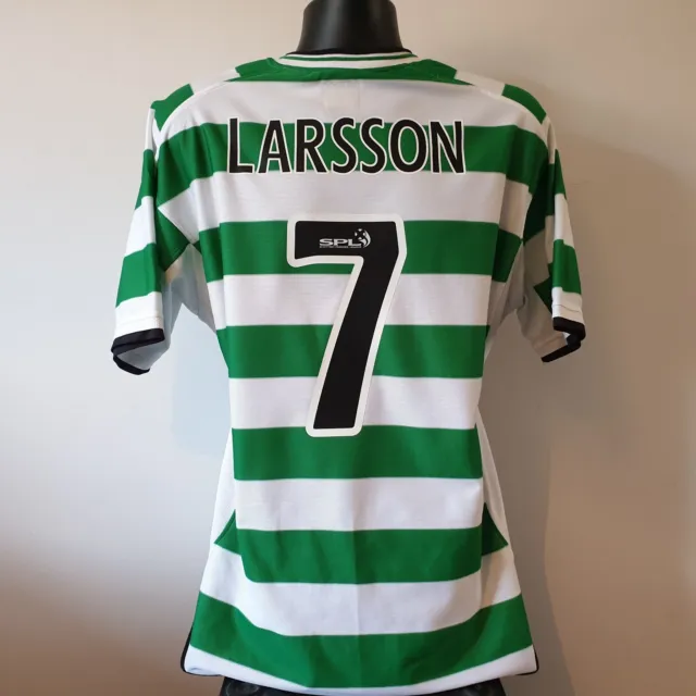 LARSSON 7 Celtic Shirt - 2001/2003 - Large - Umbro Home Jersey