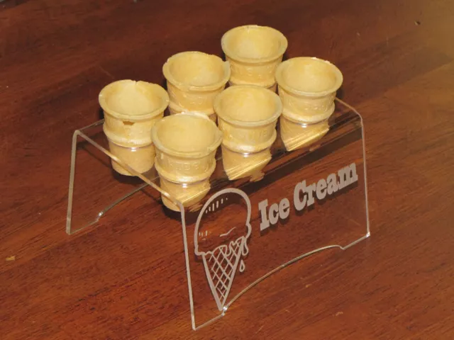 Engraved Acrylic ((MINI CONE ONLY)) 6 Ice Cream Cone Holder Tray Display Stand