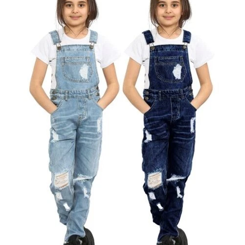 Salopette Short En Jean Déchiré Pour Fille - Taille 5-13 Ans - Marque A2Z 4 Kids - Neuf Avec étiquettes