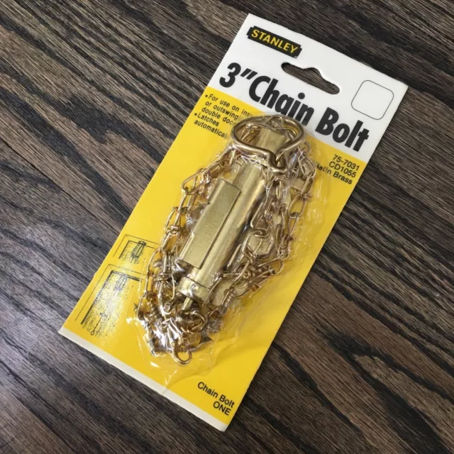 STANLEY 75-7031 Satin Brass Chain Bolt, 3" New! Ships Fast!