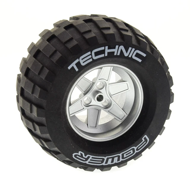 1X LEGO TECHNIC Wheel 62X46 Black Rim Metallic Silver Power