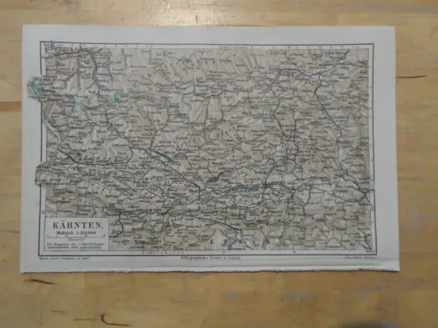 Orig.(1906) Lithographie Landkarte Kärnten