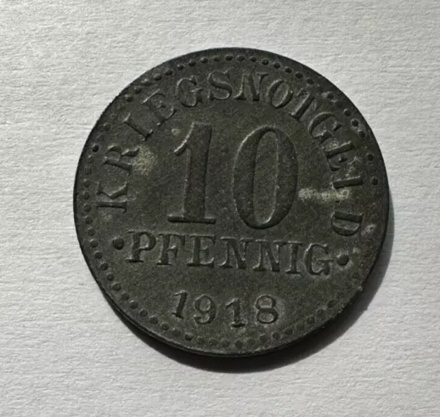 1918 Braunschweig Staat 10 Pfennig Notgeld Zinc Coin Funck# 56.3 #1
