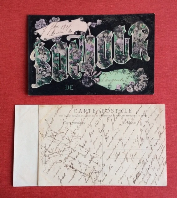CPA. Ste FOY L'ARGENTIERE. 69 - 1907. Bonjour. Grosses Lettres. Visages Femmes.