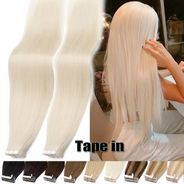 10-20-30-40 Bandes Extensions Tape Adhesives Cheveux 100% Naturels Remy 30-61 Cm