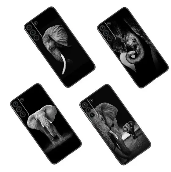 Animal Elephant Soft Black Coque Cover Case For Samsung Galaxy S24 S23 S22 A S
