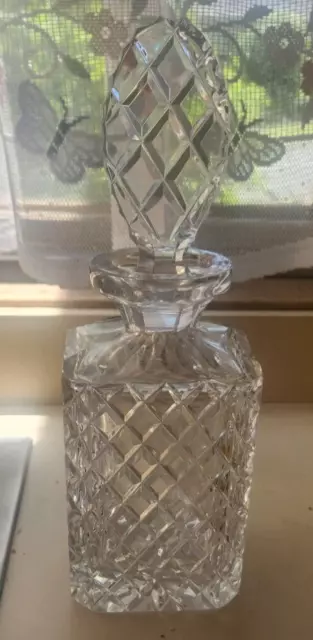 Vintage Bohemian Crystal Decanter 24% Pbo Beautiful Top Stopper  26cm