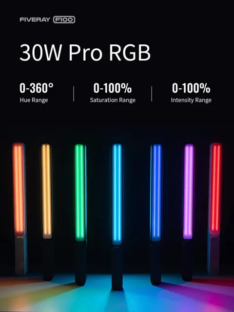 ZHIYUN FIVERAY F100 100W RGB LED Video Light Stick Wand Photography Lighting 3