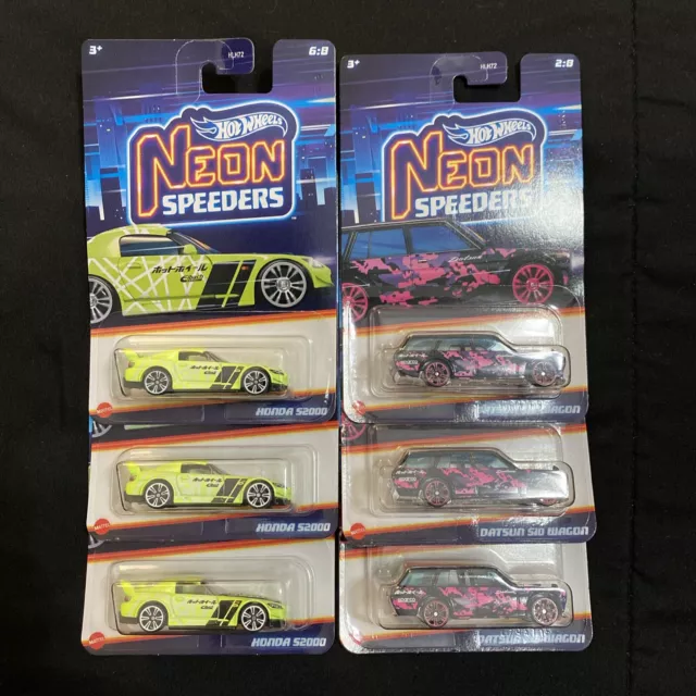2024 HOT WHEELS Neon Speeders Honda S2000 Datsun 510 Wagon Lot Of 6