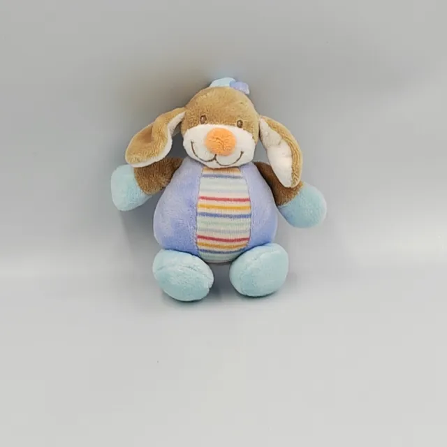 Mini doudou chien beige bleu rayé NATTOU - 20268