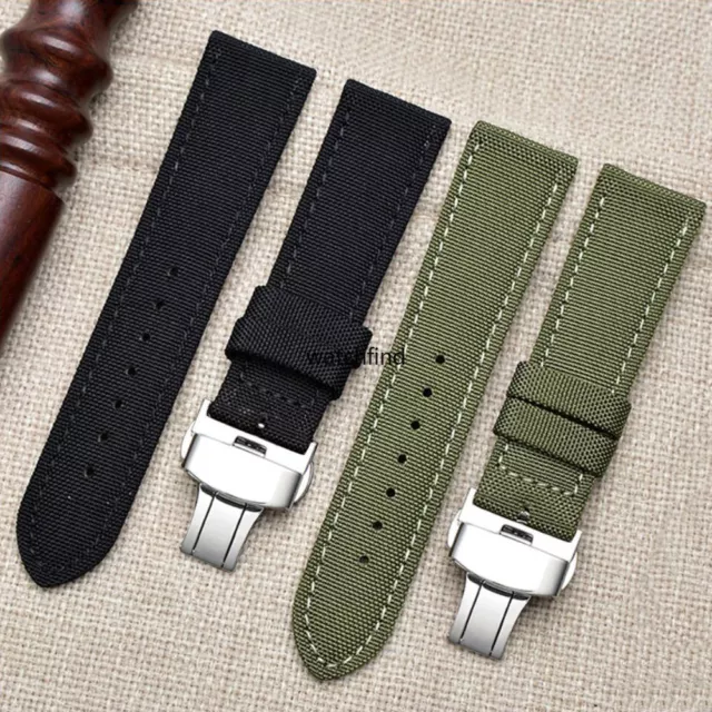 Canvas Leder Nylon Uhrenarmband Armband Strap Deployment Clasp Watch Replacement