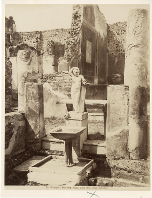 Italie Pompei Via e fontana della fortuna  vintage albumen print Tirage alb 