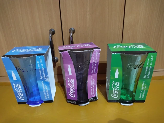 Nuovi - 3 bicchieri colorati Coca Cola collezione stile vintage 2007 Luminarc