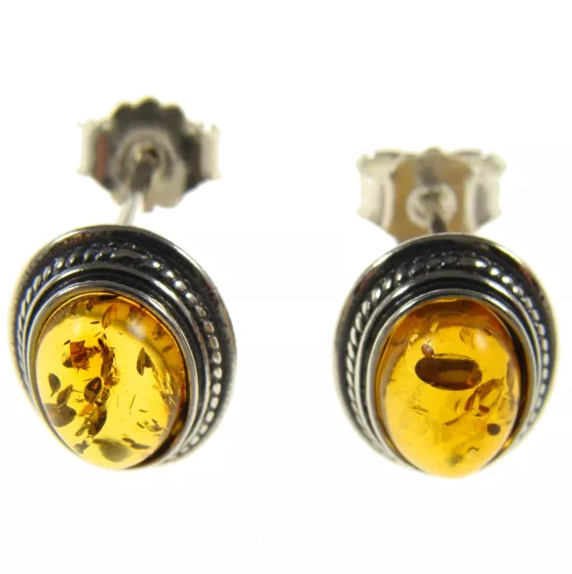 Baltic Amber Sterling Silver 925 Ladies Designer Stud Earrings Jewellery Jewelry