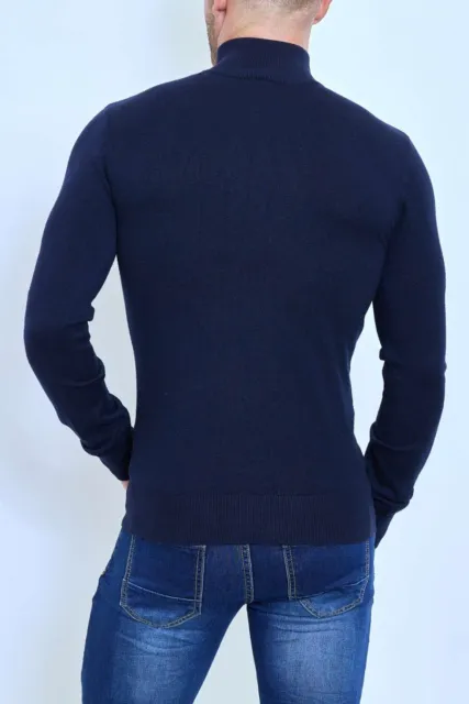 Maglione uomo pullover collo alto dolcevita maglioncino slim zip vintage da 2XL 3