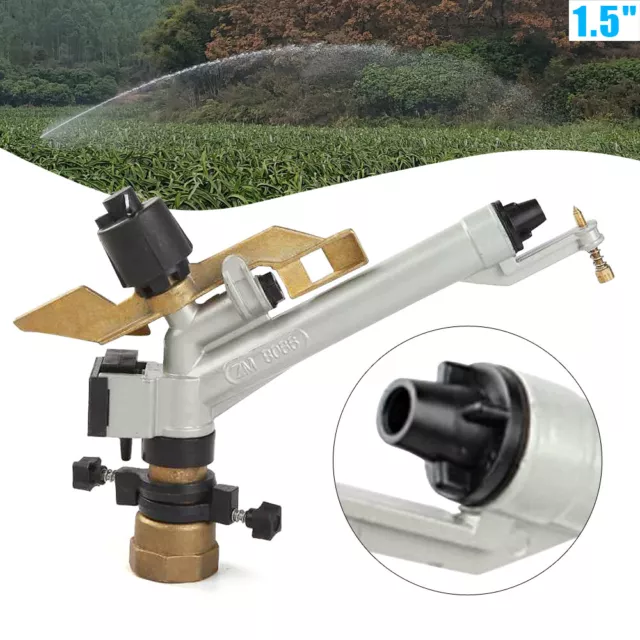 1.5" Impact Sprinkler Rain Spray Gun 360°Adjustable Large Area Farm Irrigation