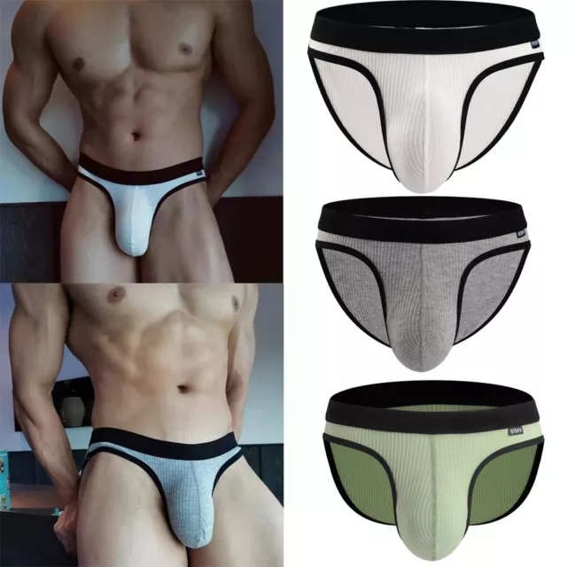 MEN'S SEXY UNDERWEAR Bulge Pouch Briefs Low-waist Soft Ribbed Slip Panties  £6.54 - PicClick UK