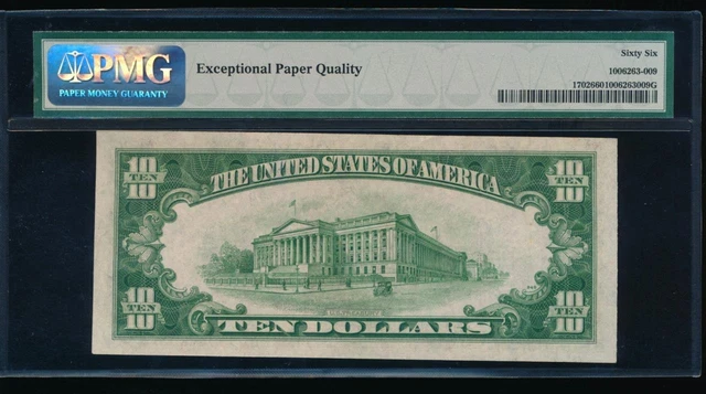 AC Fr 1702 1934A $10 Silver Certificate PMG 66 EPQ gem uncirculated 2