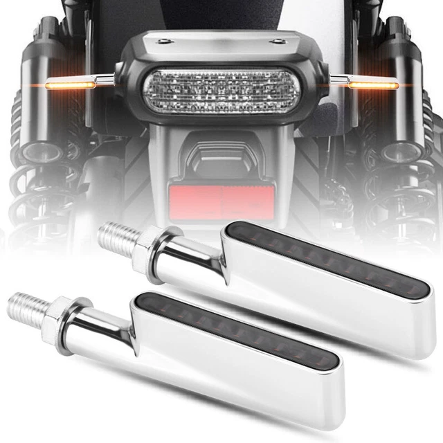 2x Chrome Motorcycle Bullet Turn Signals Smoke Amber LED Light Universal Lamp