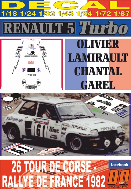 Décalcomanie DnF Ferrari 308 GTB - Andruet / Du Var 1981 - Échelle 1/24 Ou 1/18 - Neuve