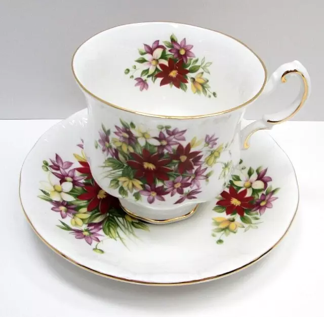 Paragon Flower Festival F Pattern Bone China Tea Cup and Saucer Vintage 1963