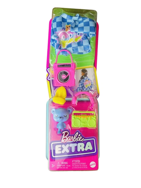 BARBIE EXTRA Pet & Fashion Accessories Pack Teddy Bear Denim Jacket Headphones +