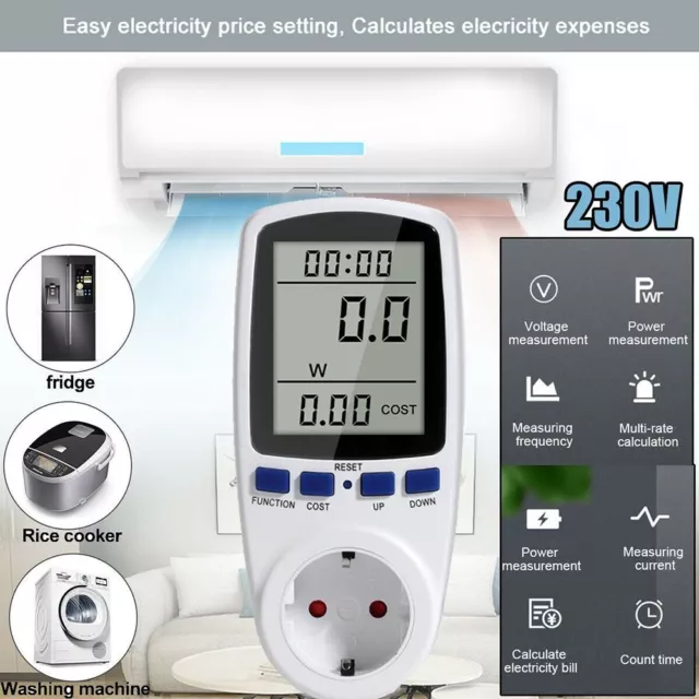 Stay Energy Efficient with Plug For Power Meter Energy Monitor with LCD Display
