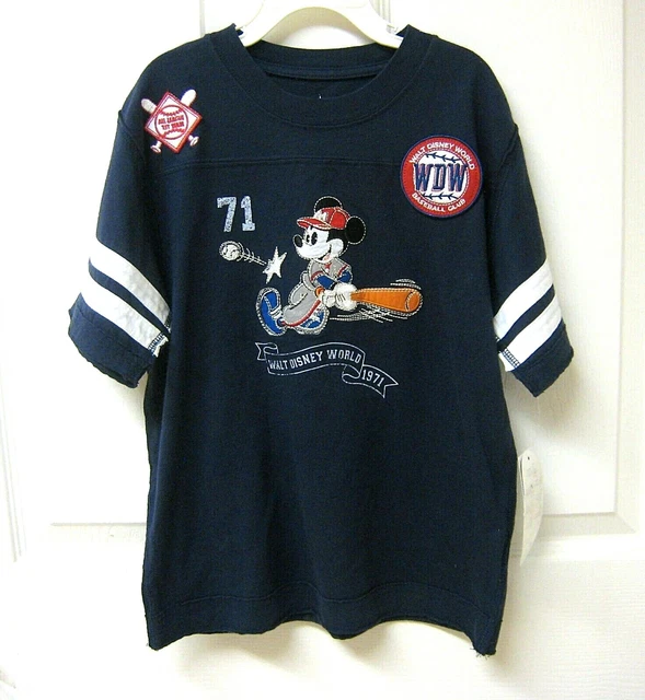 New WALT DISNEY WORLD MICKEY MOUSE BASEBALL T-SHIRT Childs Sz 6 Small Blue Boys
