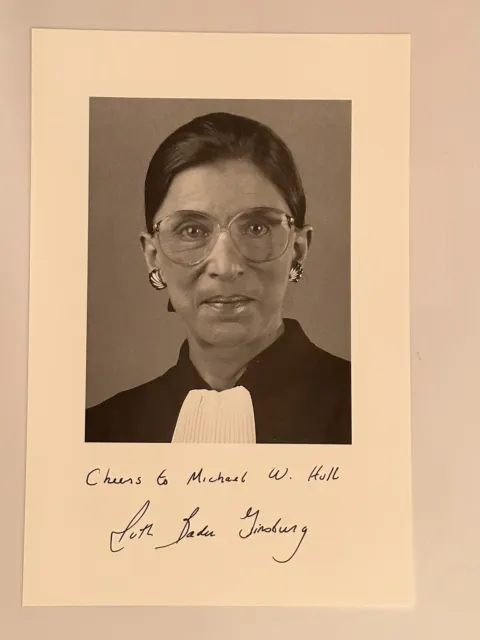 Ruth Bader Ginsburg Signed Autographed 6x9 Photo B&W Supreme Court Justice