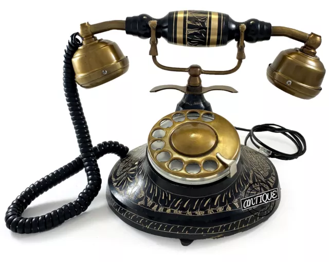Antique Telephone Maharaja Rotary Dial Landline Phone Brass Desk Decor Victorian